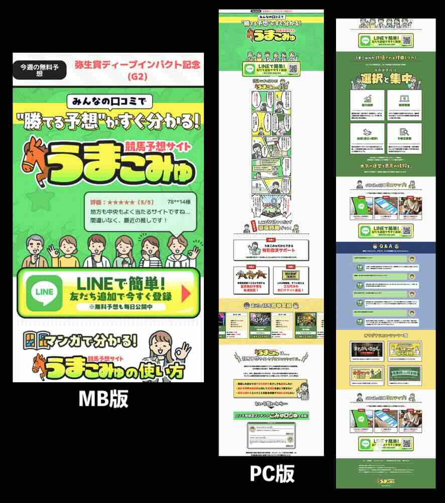 「うまこみゅ」という競馬予想サイトの非会員ページ